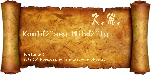 Komlóssy Mihály névjegykártya